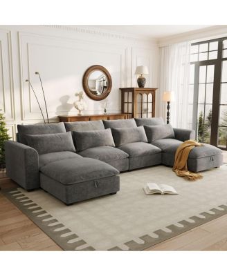 U-shaped Modular Corner Sofa with Two Ottomans