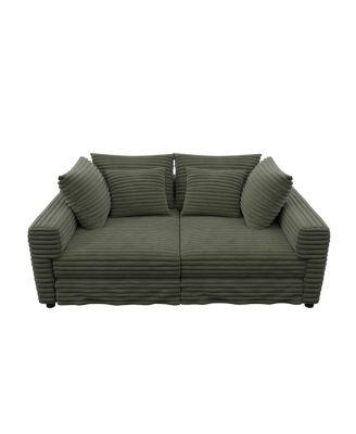 102" Plush Corduroy 4-Seat Sofa with Movable Ottoman