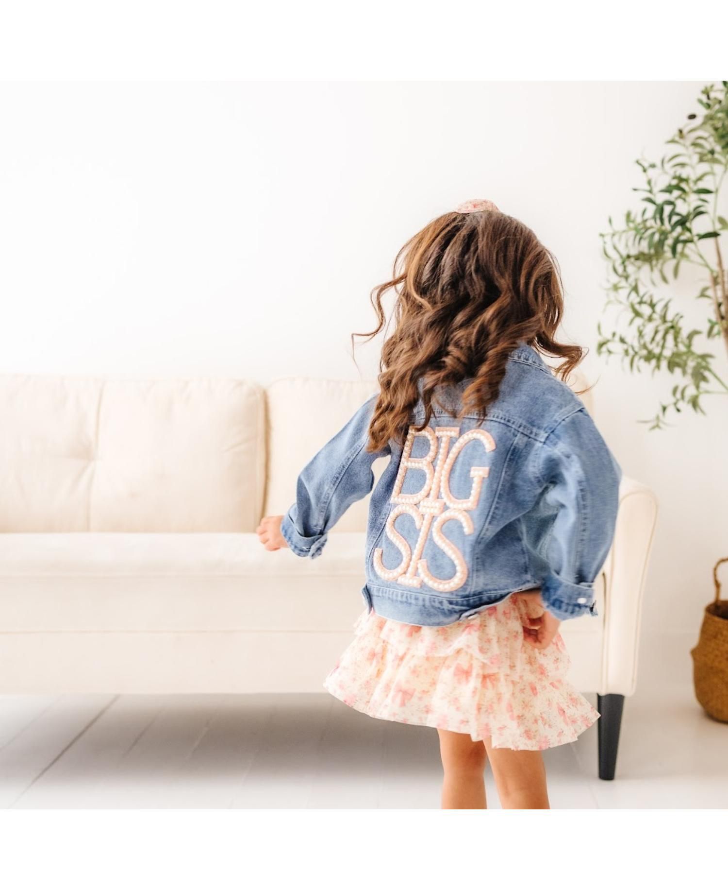 Big Girls Sis Pearl Patch Denim Jacket