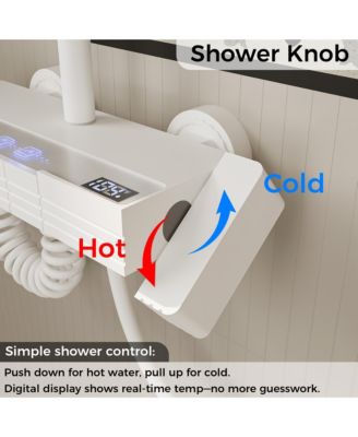 4 in 1 Shower Faucet System With LED Temperature Display, Anti-Clog Nozzles, Rainfall, Hand Shower, Tub Spout