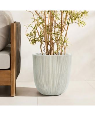 2-Piece Tapered Round Plastic Planters Set, Mediterranean