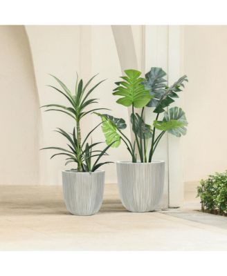 2-Piece Tapered Round Plastic Planters Set, Mediterranean