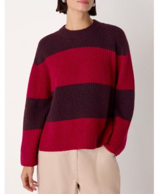 Women's Wool Mix Wide Stripe Knit Sweater