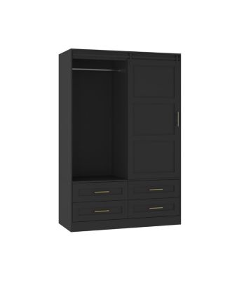 Tall Bedroom Armoire Wardrobe Closet with Drawers and Shelves