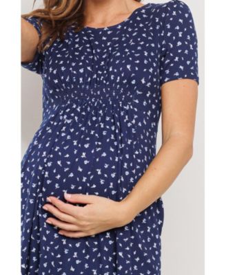 Maternity Floral Empire Waist Short Sleeve Dress