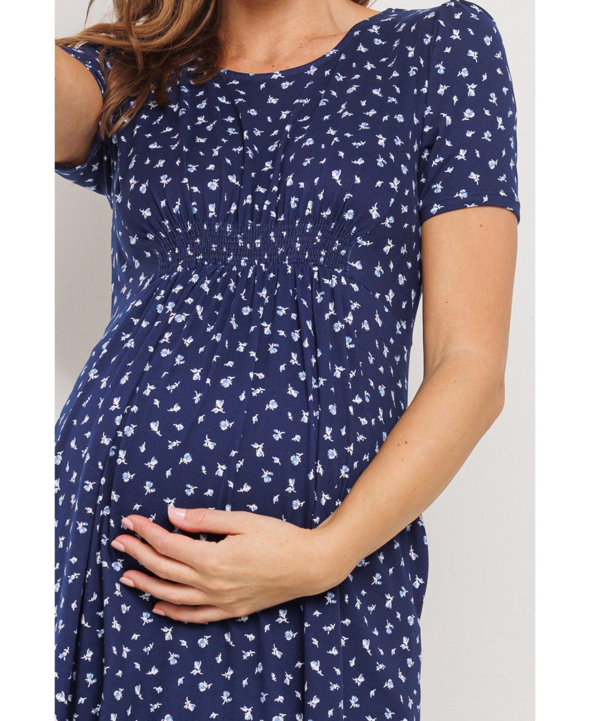 Hello Miz Maternity Floral Empire Waist Short Sleeve Dress
