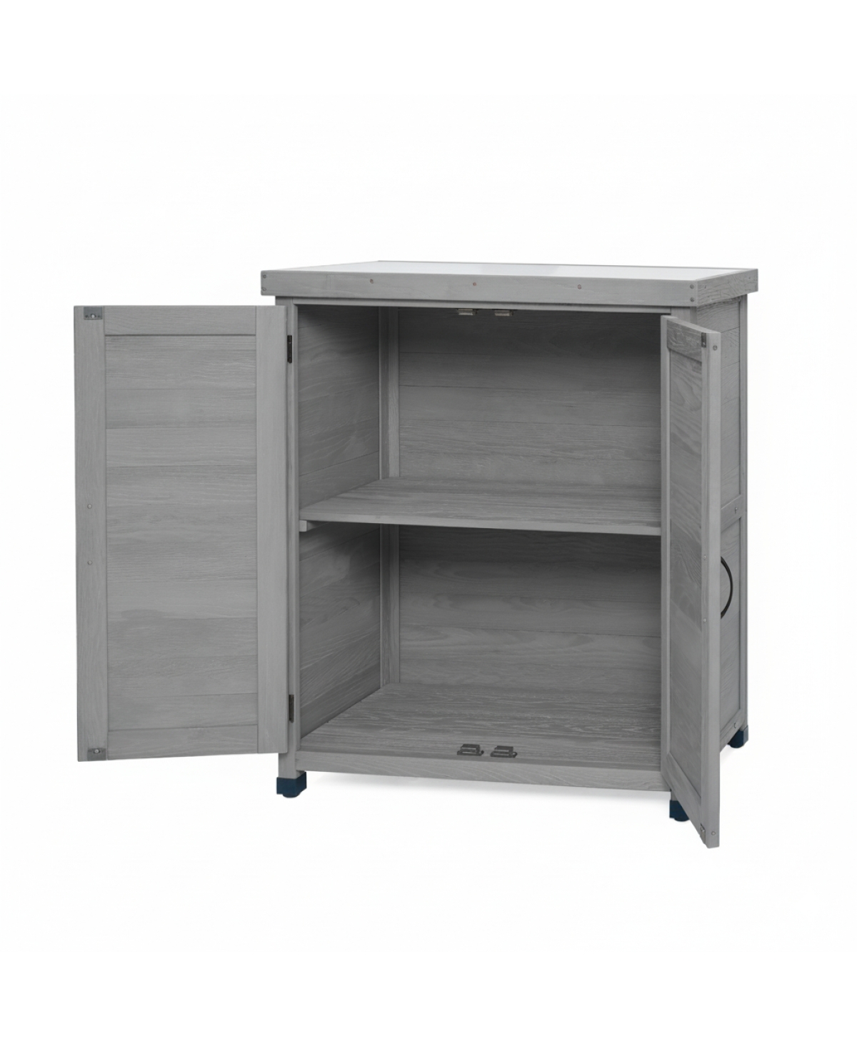Streamdale Furniture Potting Bench with Storage Cabinet and Metal Table Top