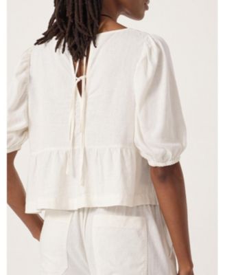 Women's Alva Puff Sleeve Linen Beach Top