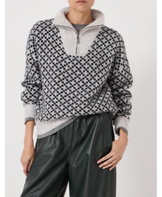 Women's Juno Quarter Zip Mono Jacquard Jumper