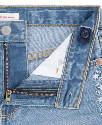 Girls' 7-16 Embroidered Mini Mom Shorts