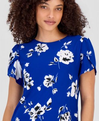 Petite Printed Tulip-Sleeve Top