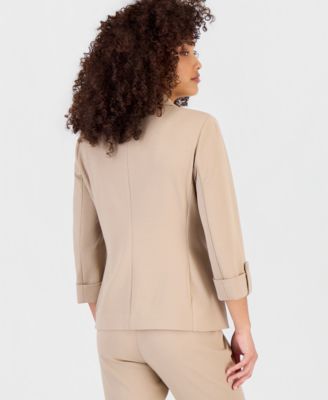 Petite Roll-Tab-Sleeve One-Button Blazer