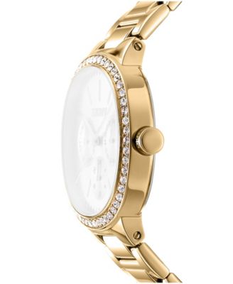 Women's Champagne Dial Crystal Bezel Gold-Tone Stainless Steel Bracelet Multifunctional Watch, 36mm