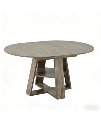  Extendable Round Dining Table for 4-8, Modern Kitchen Oval Table