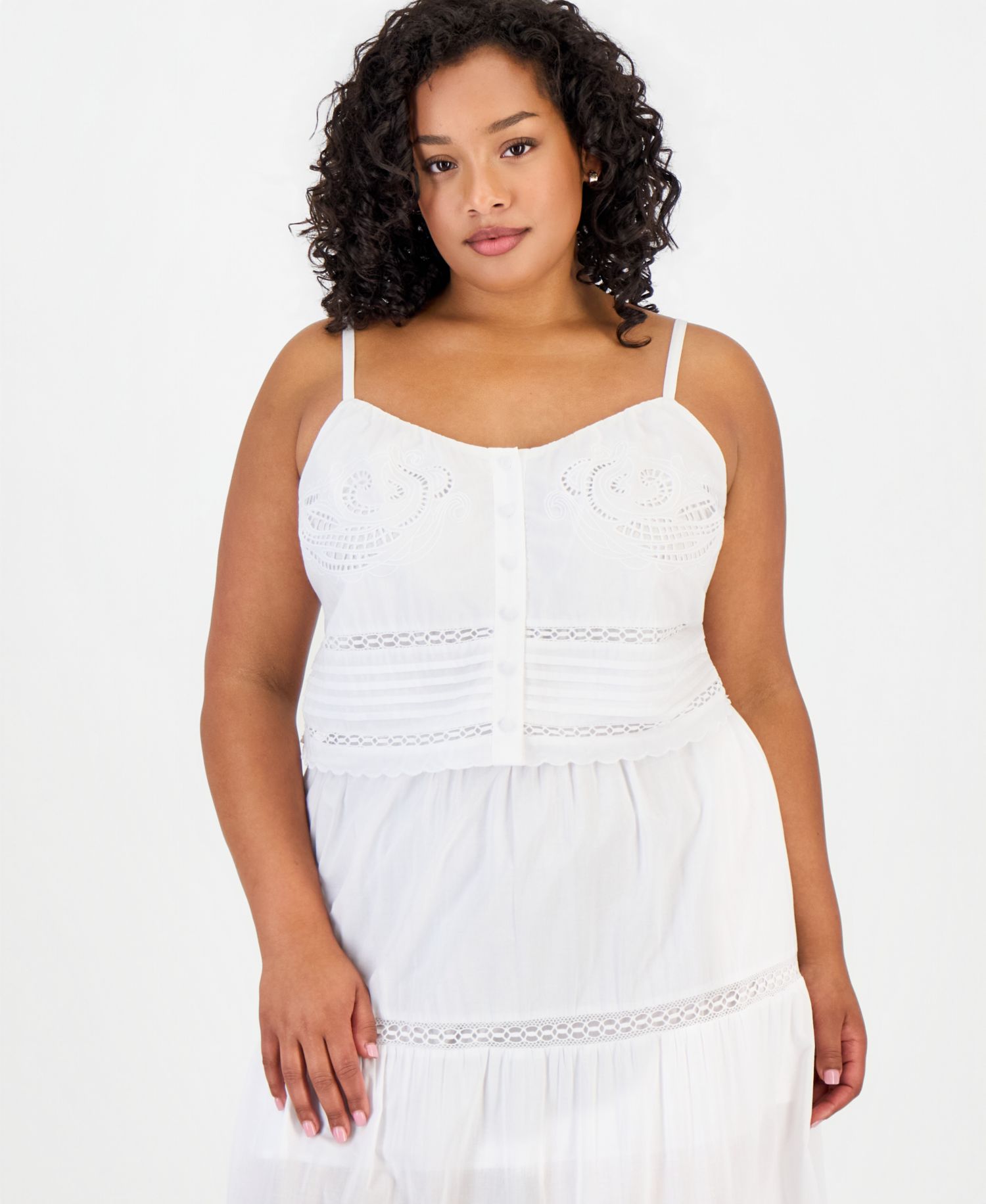 Trendy Plus Size Cotton Openwork Top