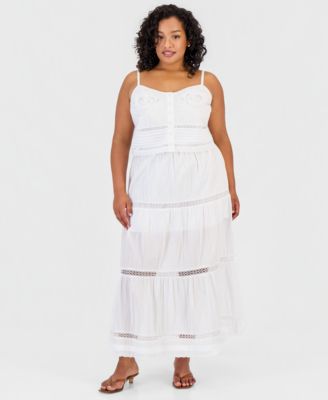 Trendy Plus Size Cotton Tiered Skirt