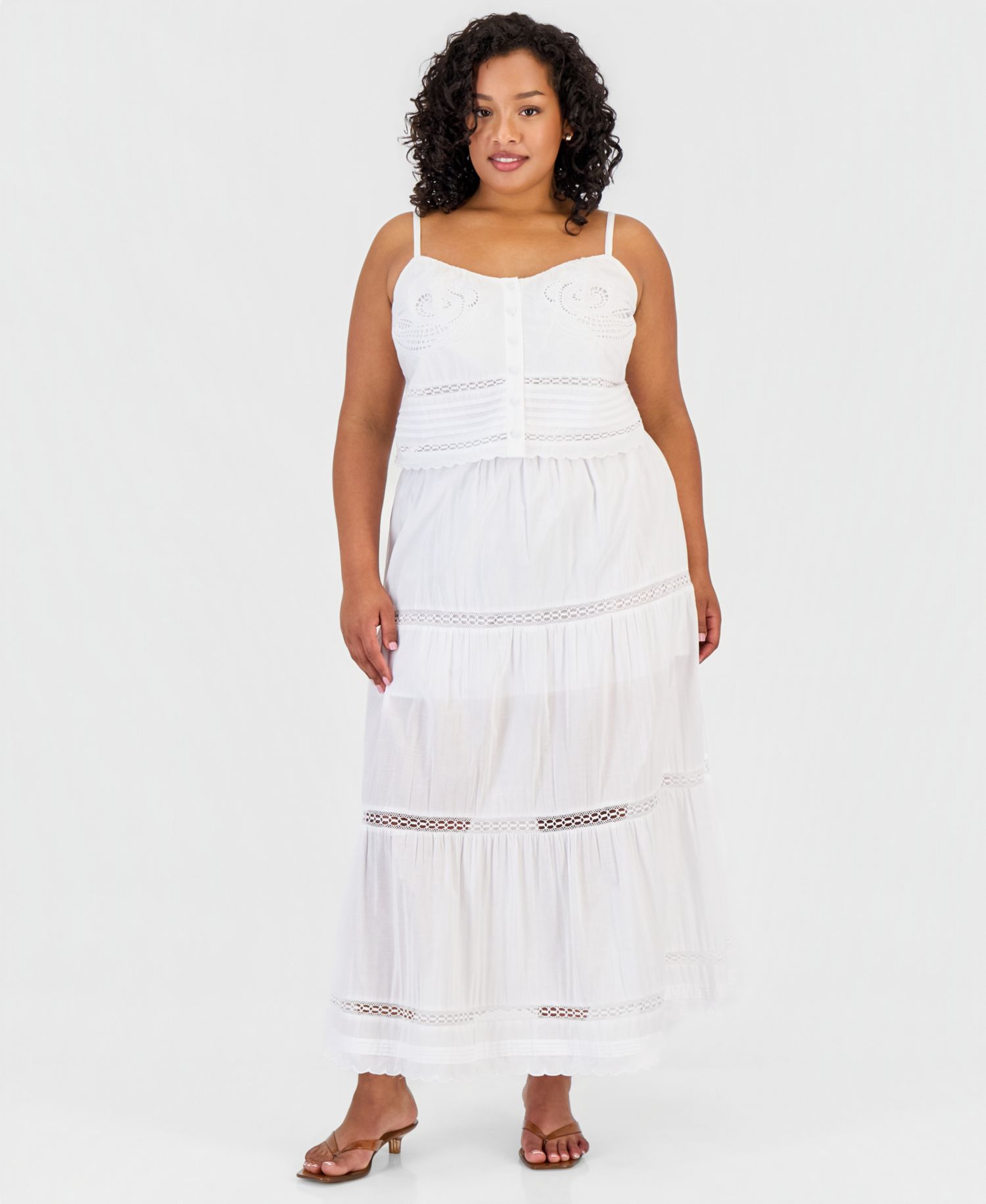 Trendy Plus Size Cotton Tiered Skirt