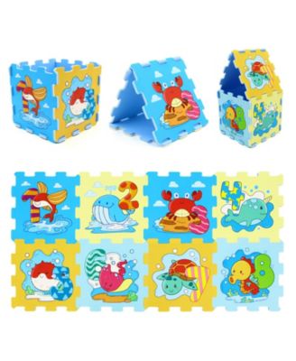 8-Piece Educational Interlocking Baby Play Mat with Animals and Numbers