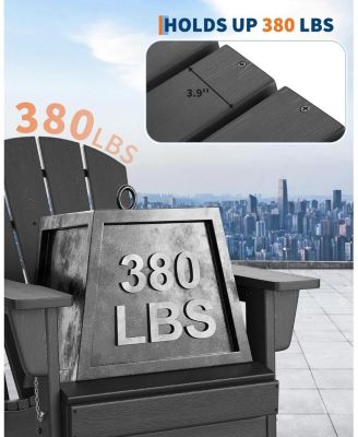 Folding Adirondack Chairs Set of 6, HDPE Plastic Outdoor Chairs with Wood Texture - 380 LBS & Weather Resistant for Fire Pit, Deck, Patio, Pool