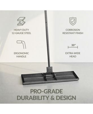 Lawn Leveling Rake, 30” x 10”, Extra Long 78” handle Heavy Duty Landscape