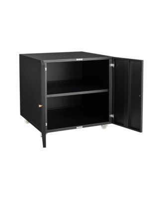 File Cabinet on Wheels, Mobile Metal Printer Stand with 2 Doors and Adjustable Shelf for Home Office, Small Spaces - Black