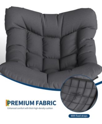 Outdoor Papasan Rocking Chair with Footrest, Oversized Lounge Chair with Ottoman and Sturdy Metal Frame