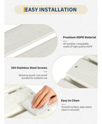 Folding Adirondack Ottoman Set of 2 - HDPE All-Weather Outdoor Footrests for Patio, Deck, Lawn, Poolside - Weather-Resistant