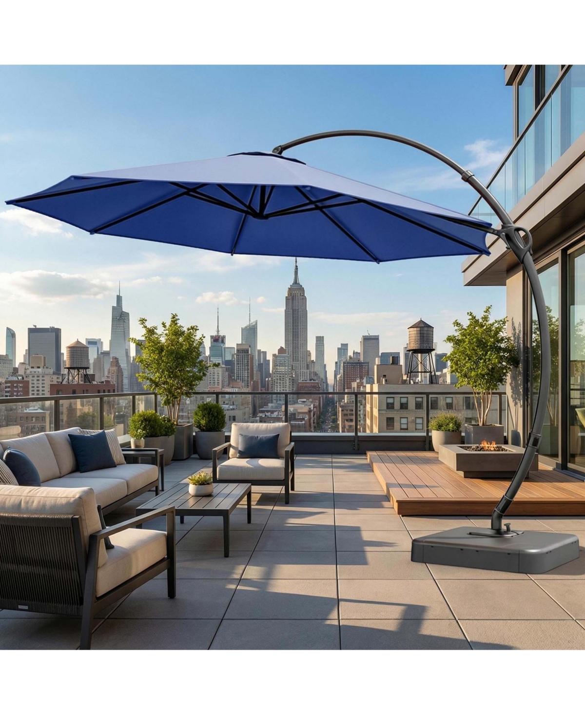 Boyel Living 11ft Luxury Cantilever Patio Umbrella with Weighted Base