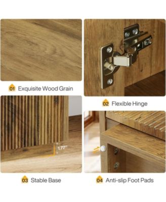 7-Tier Shoe Cabinet with Adjustable Shelves & Fluted Doors,24 Pairs Freestanding Shoe Rack,Farmhouse Wooden Shoe Storage Organizer, Brown