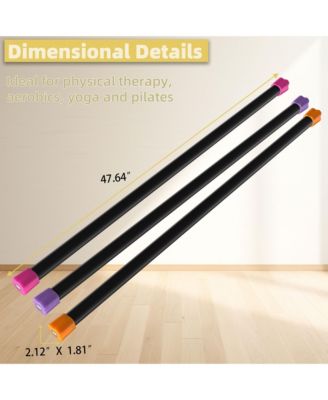 Total Body Workout & Exercise Weighted Bar Padded Grip, 3 Pack