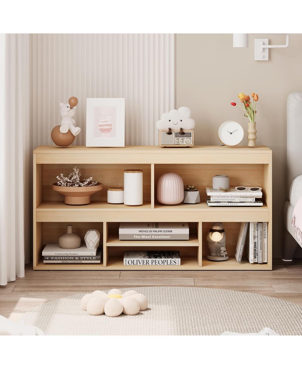 gaomon Wooden Kids Dollhouse Bookcase with Drawer & Toy Storage Organizer