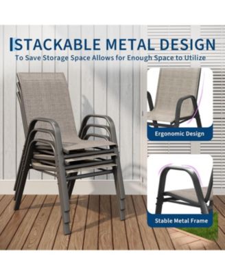 Patio Chairs Set of 4, Outdoor Stackable, Textilene Fabric Dining Chairs