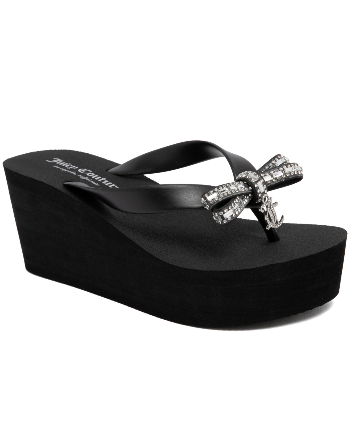 Juicy Couture Women's Boujee Platform Thong Wedge Sandals In Black