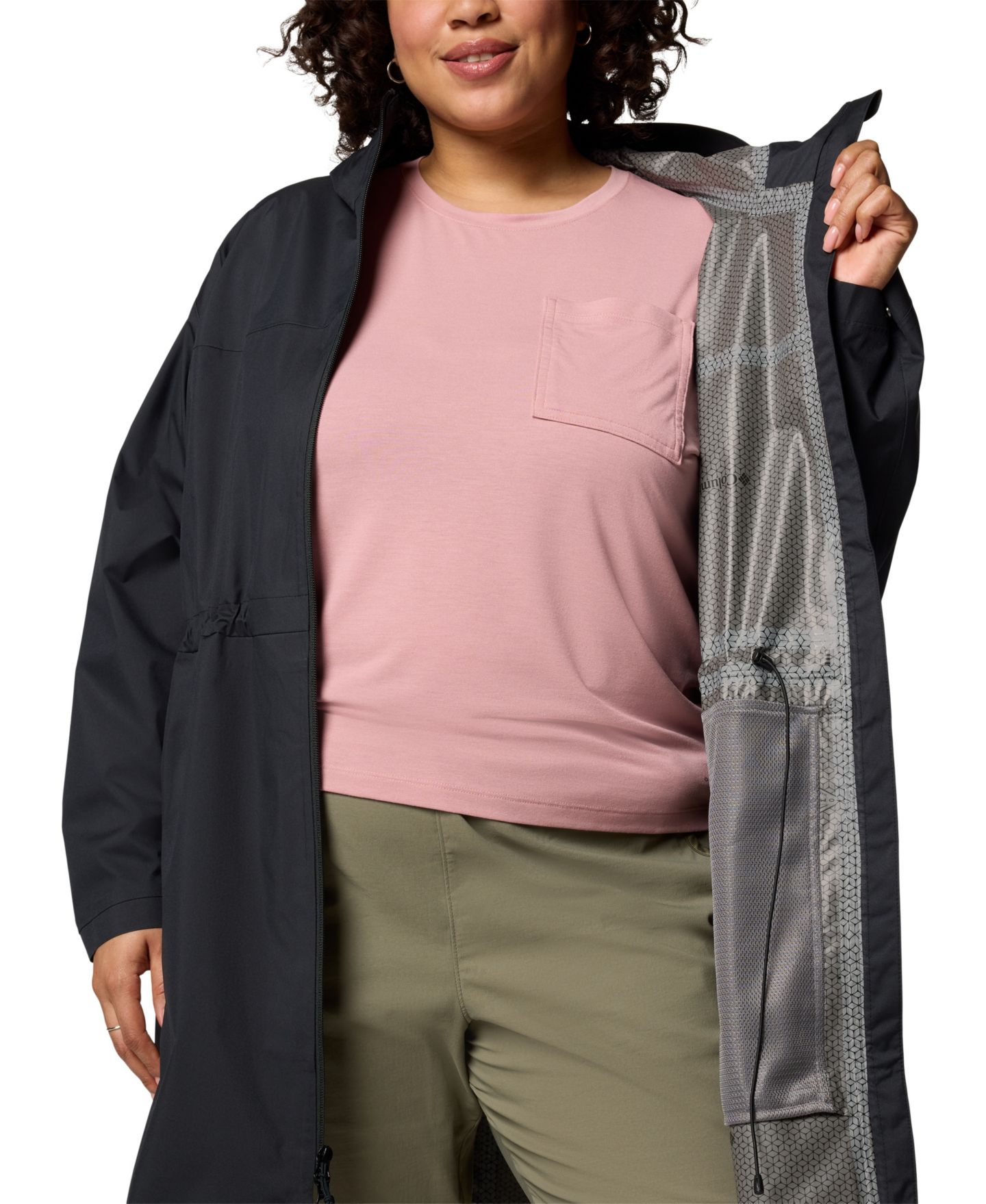 Женская куртка Columbia Plus Size Weekend Adventure II Long Shell, цвет: Чёрный — фото 4