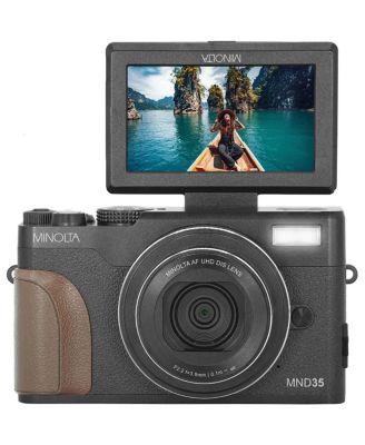 MND35 64MP 4K Ultra HD Wi-Fi Digital Camera, Black, Bundle with 64GB Memory Card, Octopus Tripod, USB 2.0 Card Reader