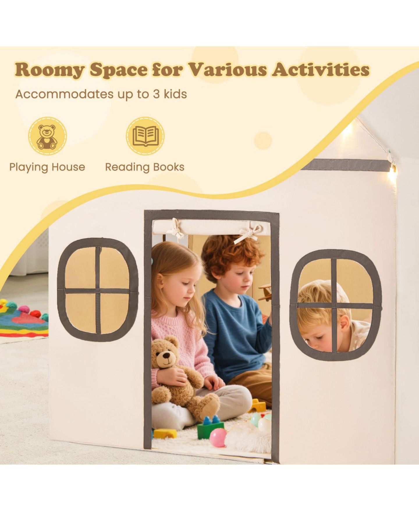 Детская игрушка Mecale Star Lights Play Tent with Windows, Ages 3+, цвет: Белый — фото 9