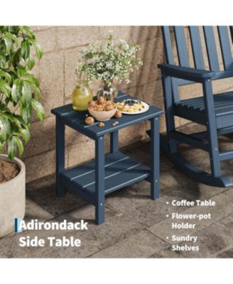 HDPE Rocking Chair Outdoor Set of 2 with Side Table - Poly High Back Porch Rocker Chairs for Adults