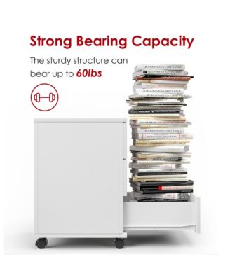 3-Drawer Vertical Filing Cabinet, Wood Mobile File Cabinet, Storage Cabinet with Wheels, Under Desk for Home Office