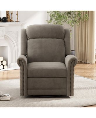 Velvet Swivel Rocking Chair, Modern Upholstered Glider Chair Adjustable Backrest Recline