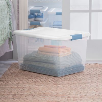 64 Qt Latching Box Stackable Storage Container with Lid, 8 Pack