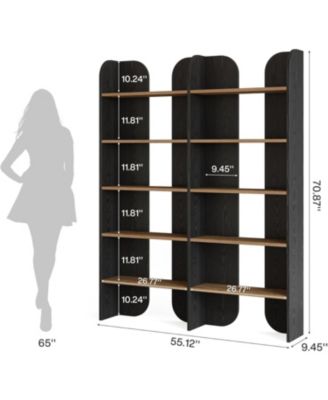 70.87-Inch Tall Double Wide Bookcase with Open Shelves, Set of 2