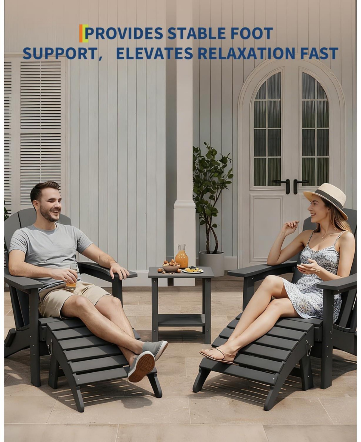 gaomon Folding Adirondack Ottoman Set of 2 - Hdpe All-Weather Outdoor Footrests for Patio, Deck, Poolside