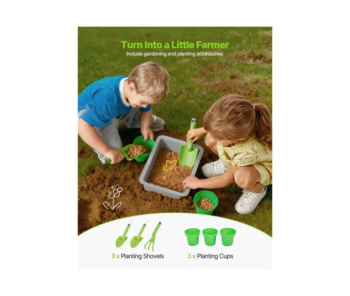 Детская игрушка Slickblue Wooden Outdoor Mud Kitchen with Stoves, Hooks, and Cookware, цвет: Синий / Коричневый — фото 7