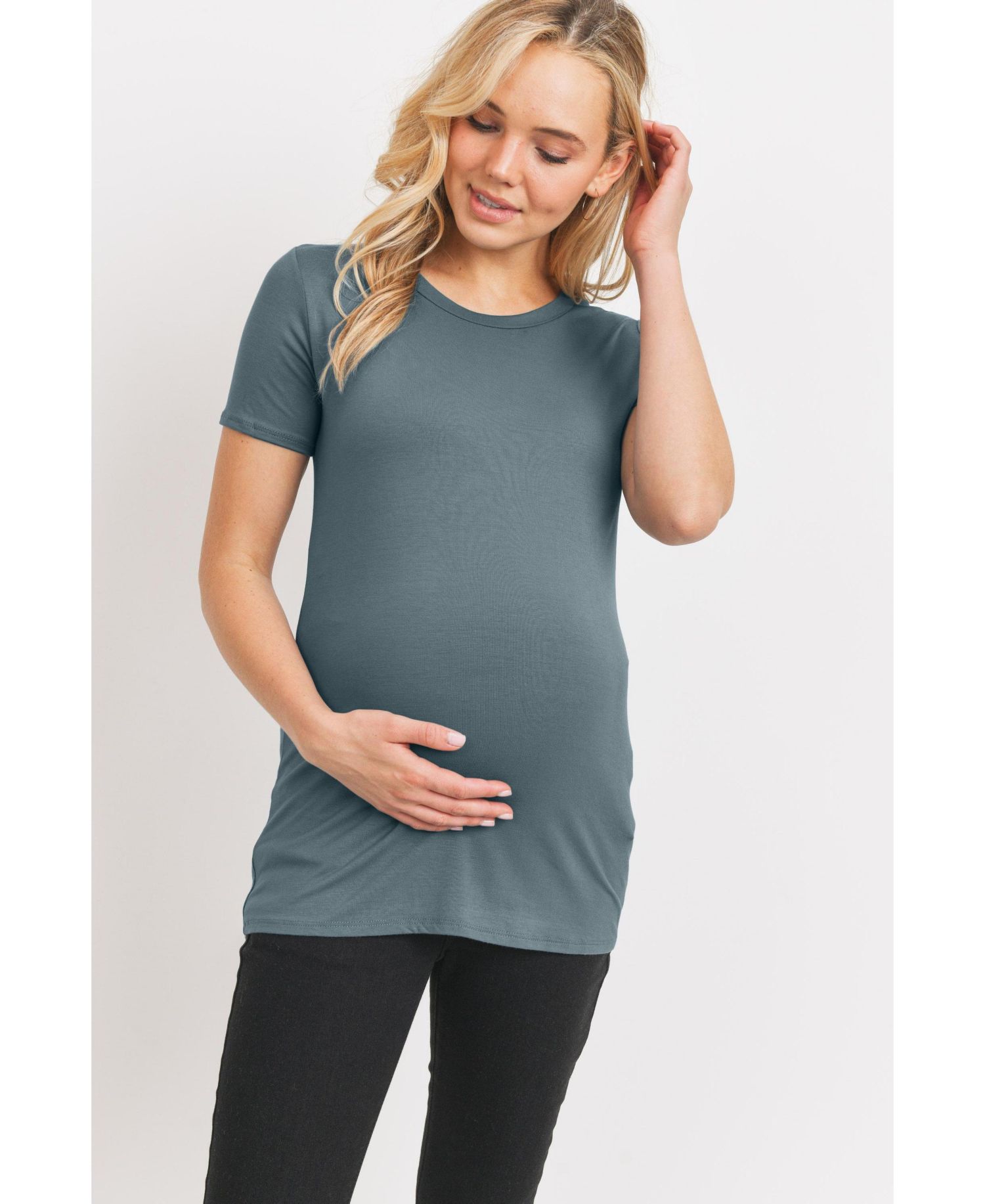 Maternity Short-Sleeve Crewneck T-Shirt Top