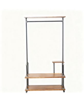 Heavy Duty Industrial Pipe Garment Rack with Wheels for Home and Office