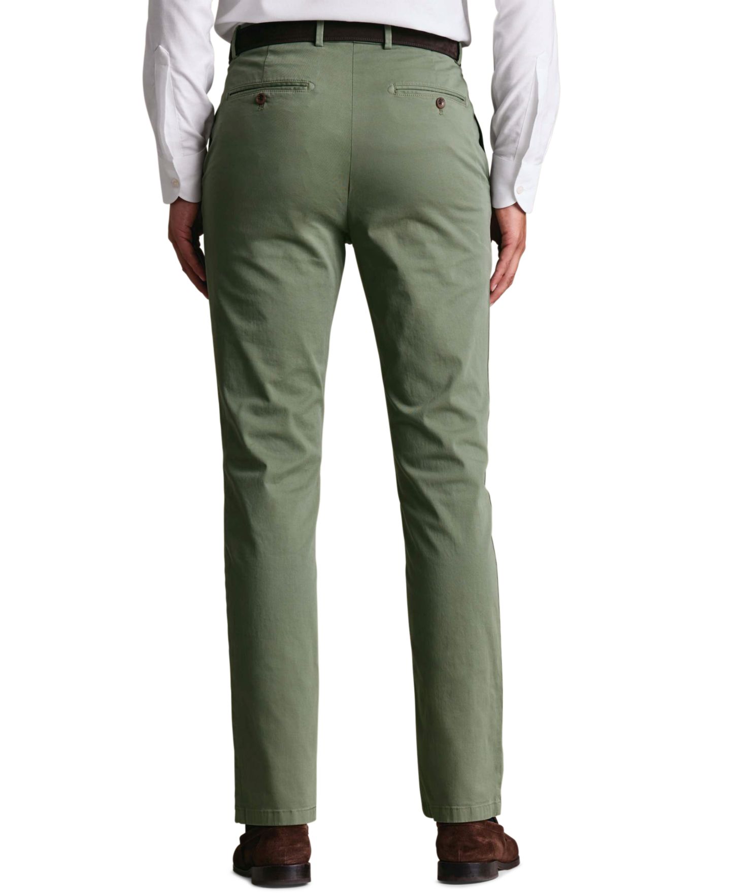 Мужские брюки Charles Tyrwhitt Tan Slim-Fit Washed Chino, цвет: Зелёный — фото 2