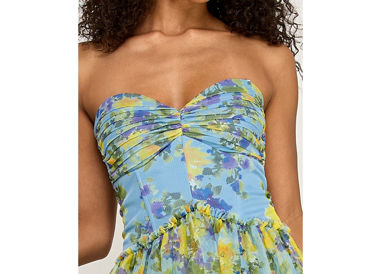 Juniors' Strapless Sweetheart Neck Floral Ball Gown