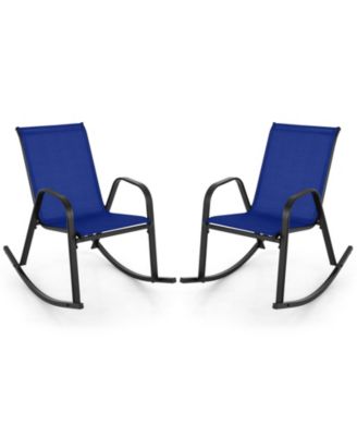 4 PCS Patio Rocking Chair Outdoor Ergonomic Rockers w/ Breathable Fabric Seat