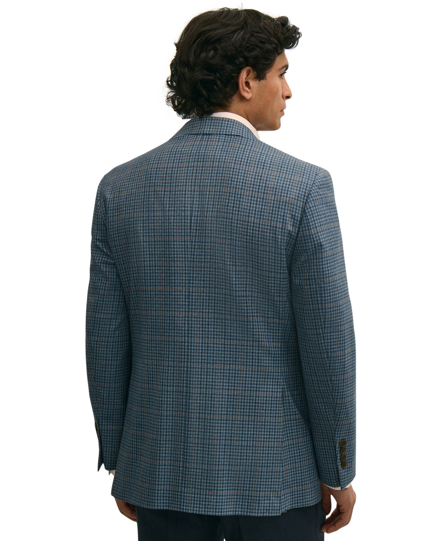 Мужской клетчатый блейзер классического кроя из стрейчевой ткани Brooks Brothers