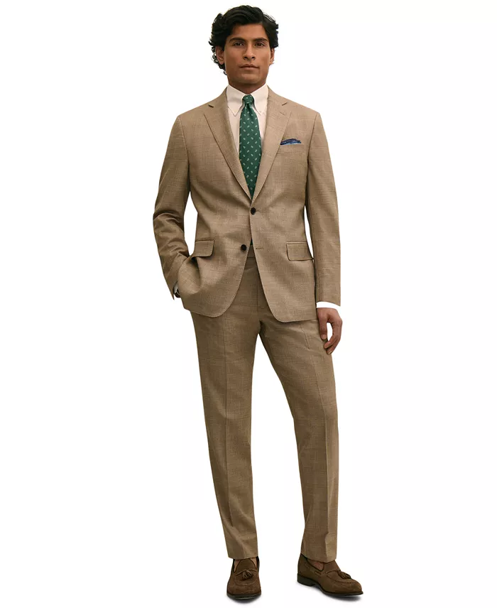 Men's Plaid Wool Stretch Classic-Fit Suit Separates